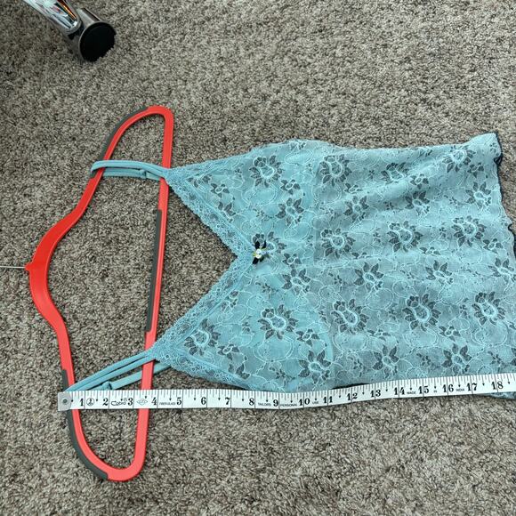 Victoria’s Secret 90s Y2K Lace Coquette Tank Top Cami Sz M Fairy Fairycore Blue - Picture 6 of 9